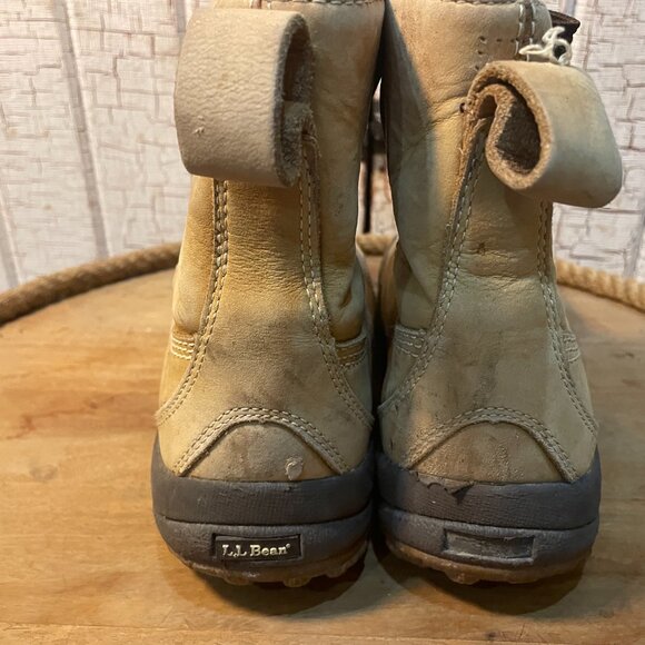 LL Bean Chelsea Brown Leather Insulated Rain Boots - Picture 3 of 5